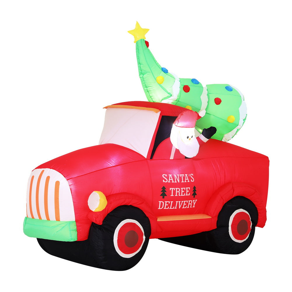 Jingle Jollys Christmas Inflatable Santa Truck 1.6M Height LED Decorations Illuminated-Occasions > Christmas > Christmas Decorations-PEROZ Accessories