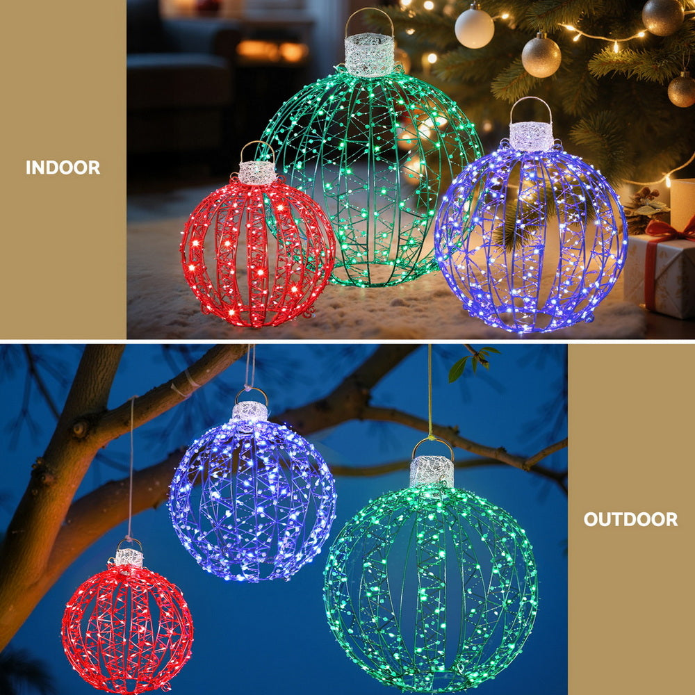 Jingle Jollys Christmas Lights 320 LED Fairy Light 3pcs Ball Decorations Set-Occasions > Christmas > Outdoor Decorations & Lights-PEROZ Accessories