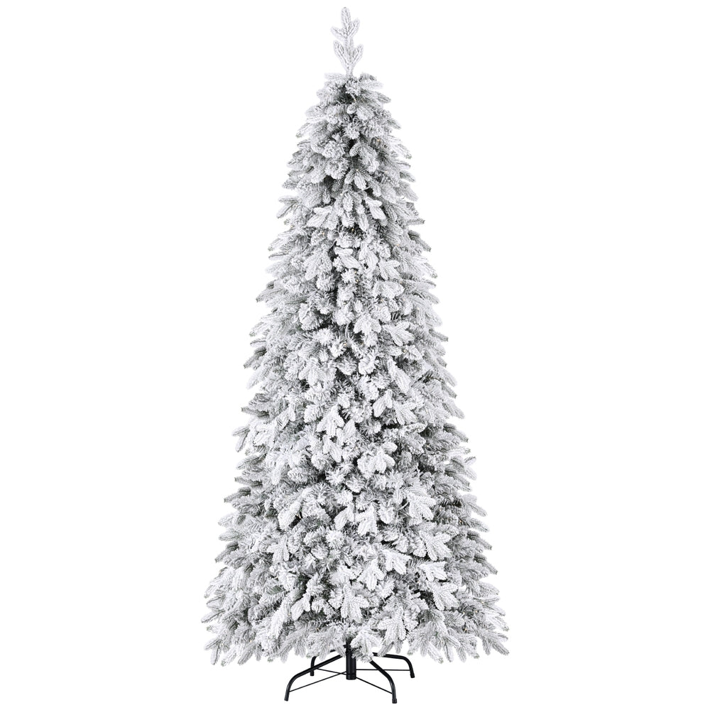 Jingle Jollys Christmas Tree 2.1m Flocking Pencil Tree LED Xmas 860 Tips White-Occasions > Christmas > Christmas Trees-PEROZ Accessories