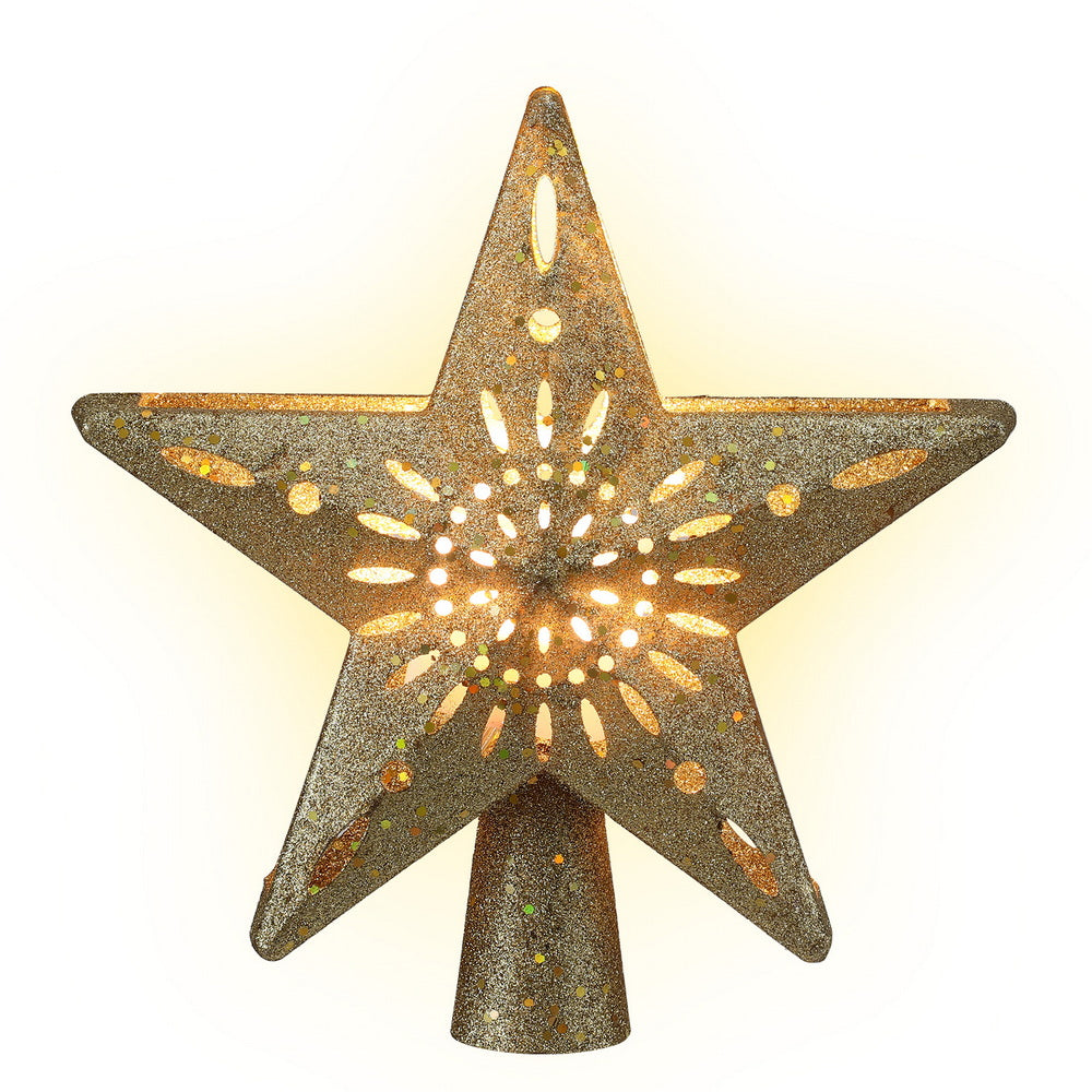 Jingle Jollys Christmas Tree Topper Star Snowflake Projector Party Glitter Gold-Occasions > Christmas > Christmas Decorations-PEROZ Accessories