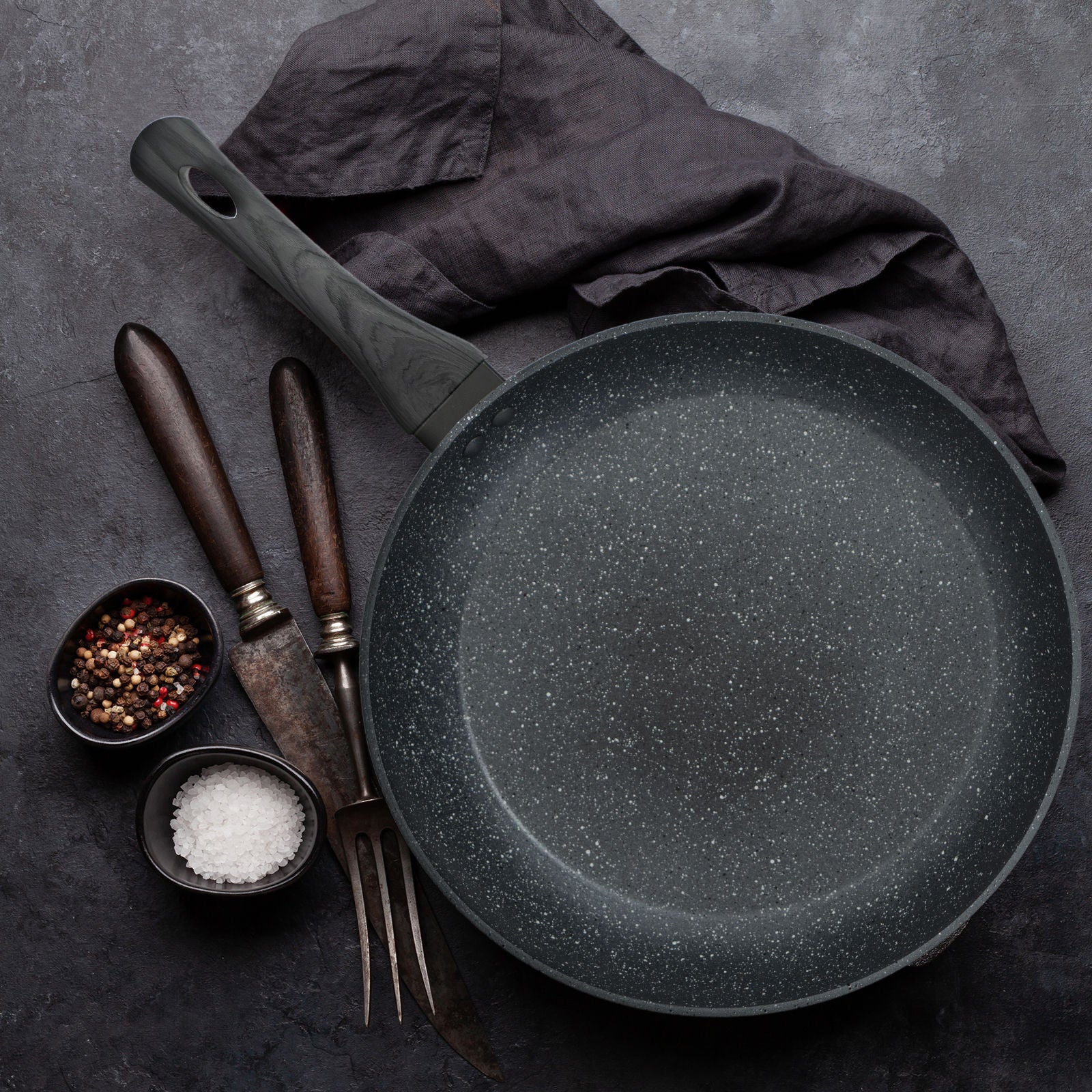 StoneChef 2 Piece Set Frypan 24cm + Casserole 24cm Cookware Grey Handle-Cookware-PEROZ Accessories