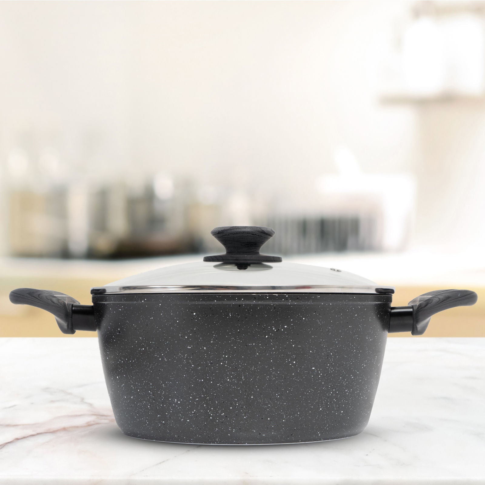 StoneChef 2 Piece Set Frypan 24cm + Casserole 24cm Cookware Grey Handle-Cookware-PEROZ Accessories