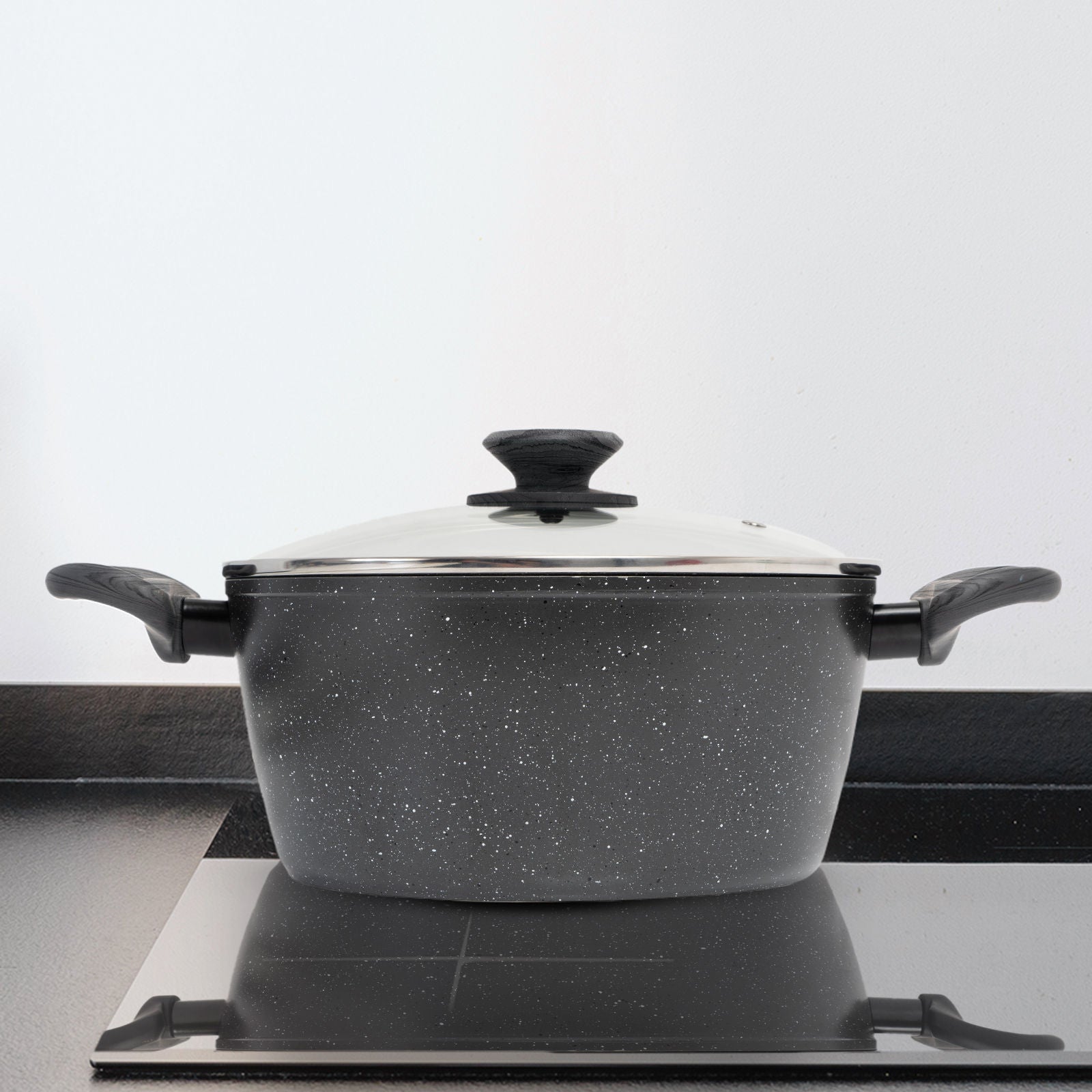StoneChef 2 Piece Set Frypan 24cm + Casserole 24cm Cookware Grey Handle-Cookware-PEROZ Accessories