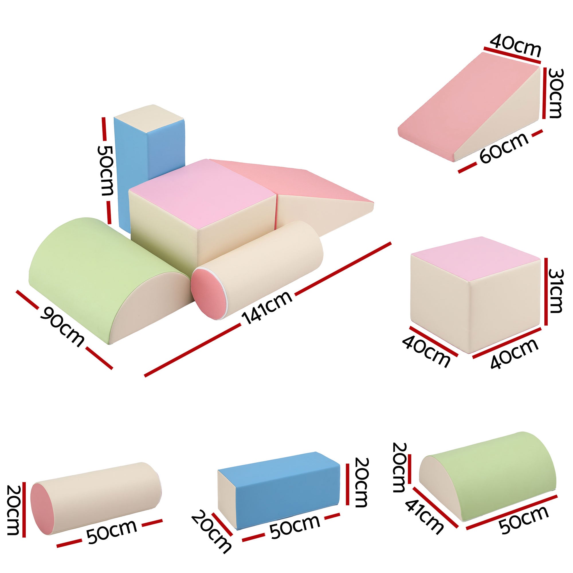 Keezi Kids Climbing Blocks 5-Piece Foam Toddler Playset Soft Indoor Climbing Toy Rocker-Baby & Kids > Baby & Kid&
