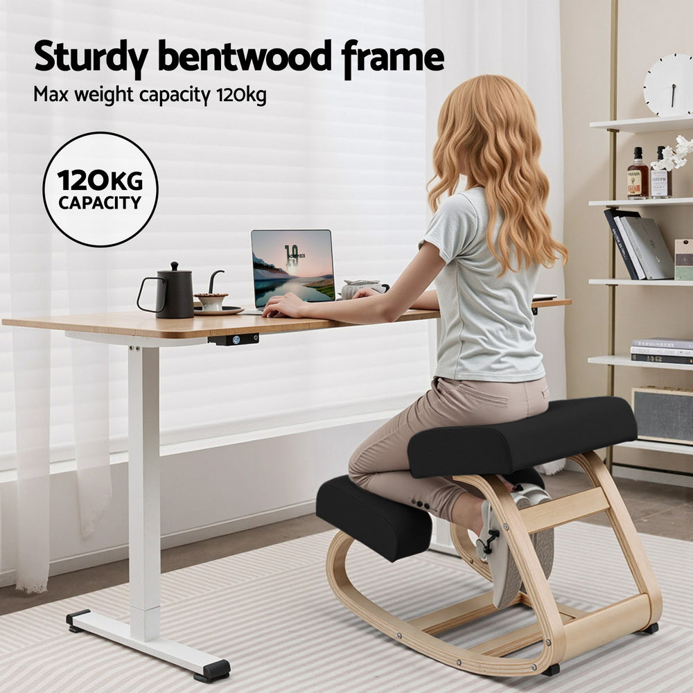 Artiss Kneeling Chair Ergonomic Posture Chair with Memory Foam Balance Stool for Home Office Gaming 120kg Weight Capacity Black-Furniture > Office > Office & Desk Chairs-PEROZ Accessories