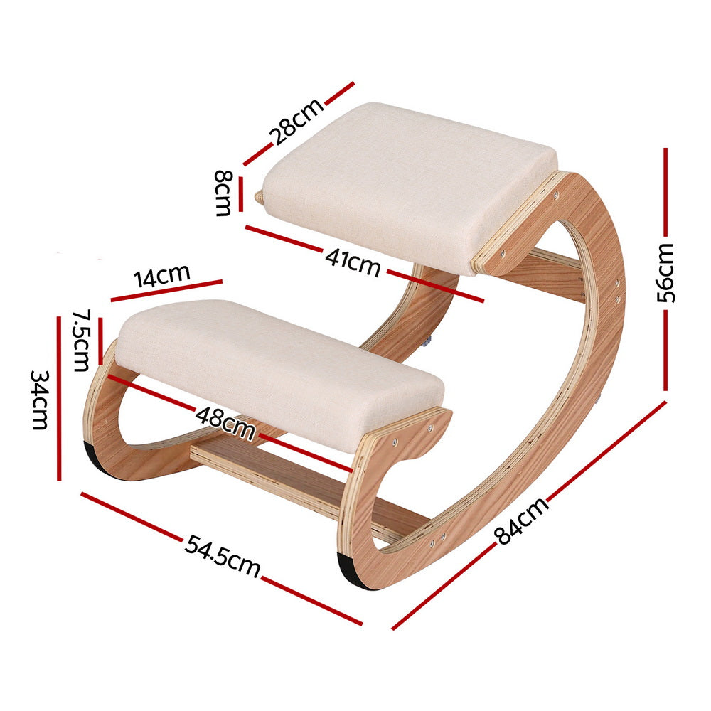 Artiss Kneeling Chair Ergonomic Posture Chair with Memory Foam Balance Stool for Home Office Gaming 120kg Weight Capacity Beige-Furniture > Office > Office & Desk Chairs-PEROZ Accessories