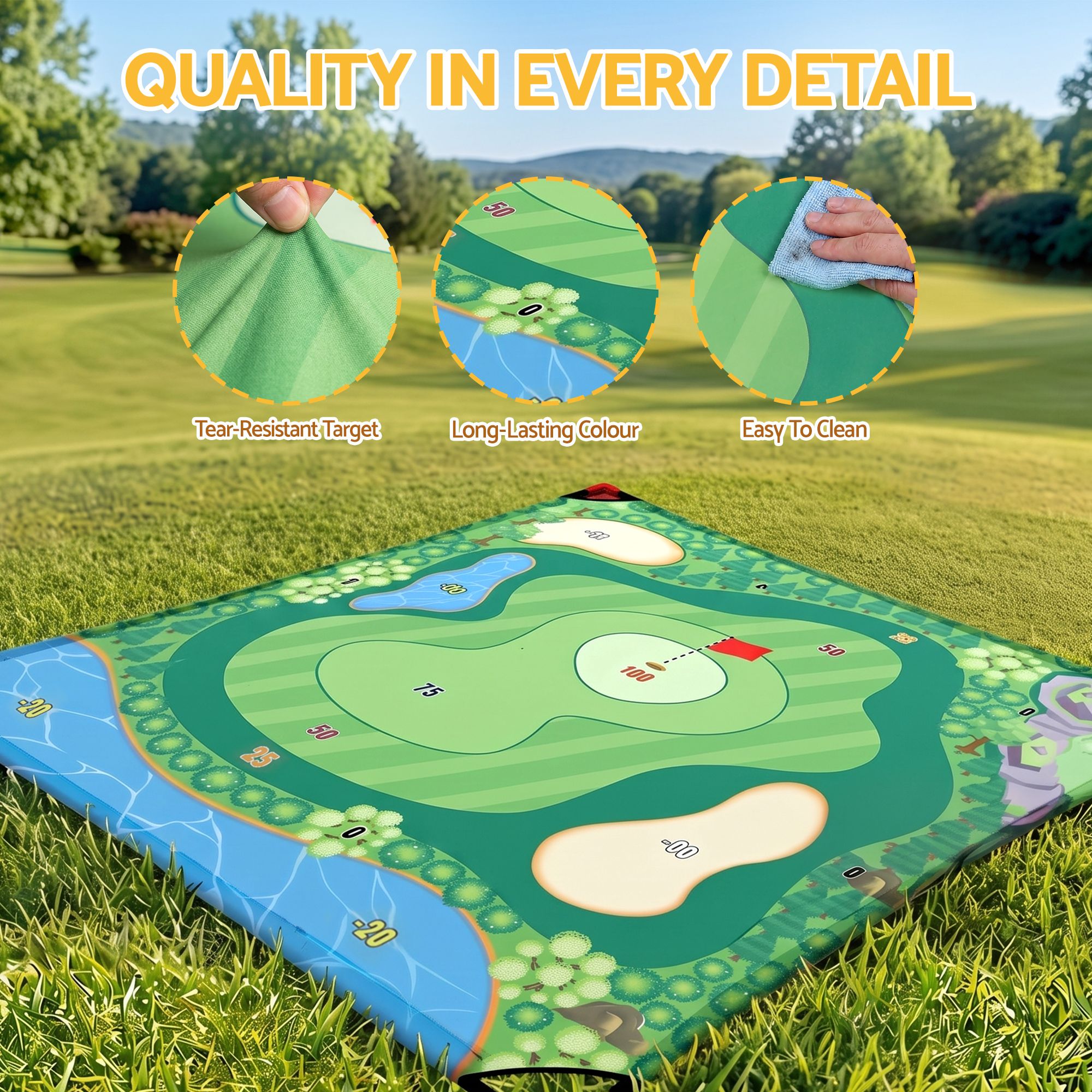 Keezi Kids Golf Play Set Chipping Game, 24 Sticky Balls, Adjustable Club & 2 Hitting Mats for Indoor Outdoor Ages 3-12 Play-Baby & Kids > Baby & Kid&