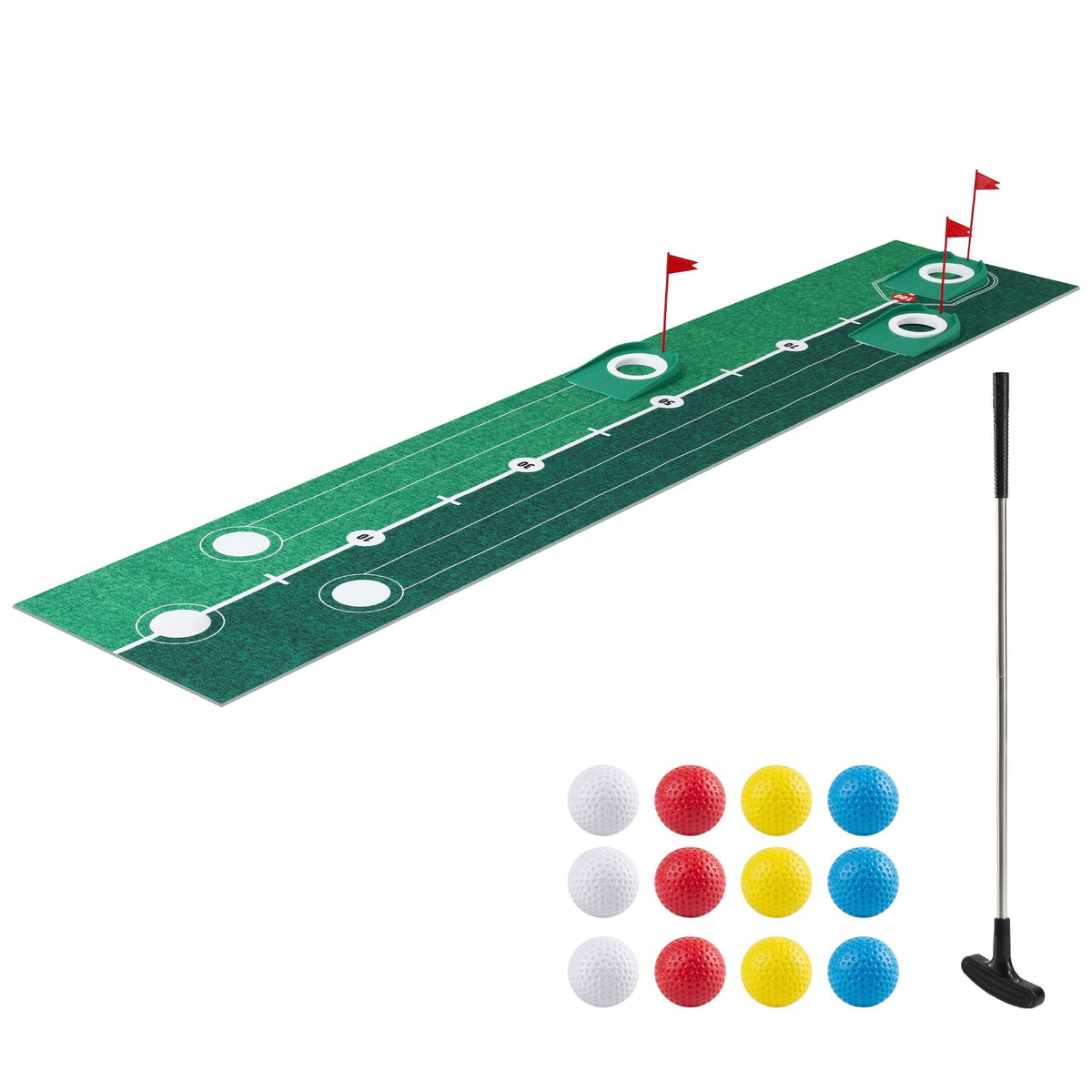 Keezi Kids Golf Putting Game Set with Golf Club, Putting Mat, 12 Balls, 3 Target Holes, Indoor Outdoor Mini Golf Toy for Ages 3-8-Baby & Kids > Baby & Kid&