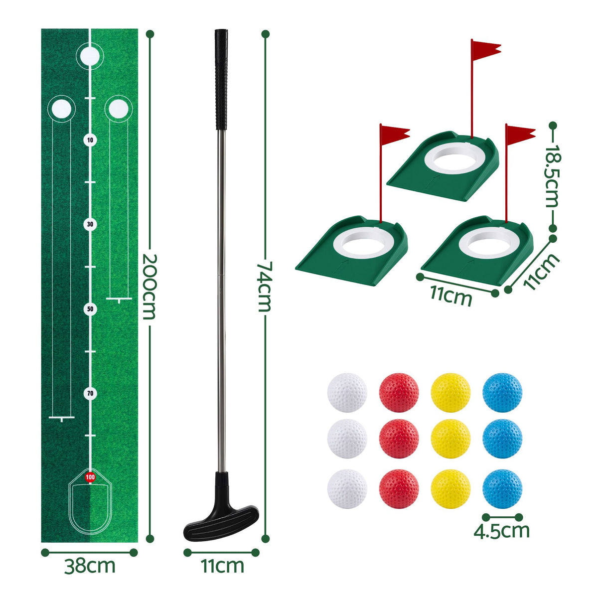 Keezi Kids Golf Putting Game Set with Golf Club, Putting Mat, 12 Balls, 3 Target Holes, Indoor Outdoor Mini Golf Toy for Ages 3-8-Baby & Kids > Baby & Kid&