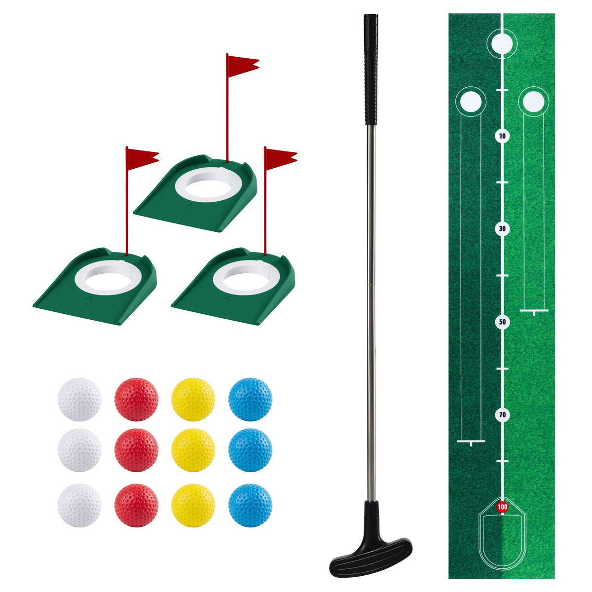 Keezi Kids Golf Putting Game Set with Golf Club, Putting Mat, 12 Balls, 3 Target Holes, Indoor Outdoor Mini Golf Toy for Ages 3-8-Baby & Kids > Baby & Kid&