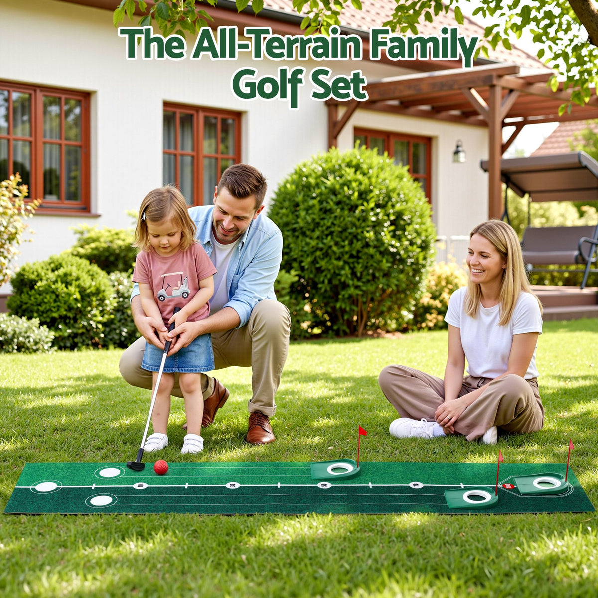 Keezi Kids Golf Putting Game Set with Golf Club, Putting Mat, 12 Balls, 3 Target Holes, Indoor Outdoor Mini Golf Toy for Ages 3-8-Baby & Kids > Baby & Kid&