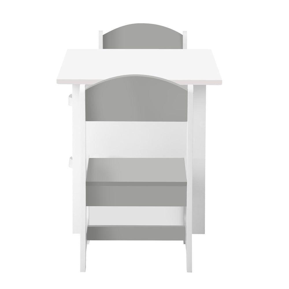 Oikiture Kids Table and Chair Set with Storage Bins White & Grey-Kid Table Set-PEROZ Accessories