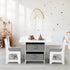 Oikiture Kids Table and Chair Set with Storage Bins White & Grey-Kid Table Set-PEROZ Accessories