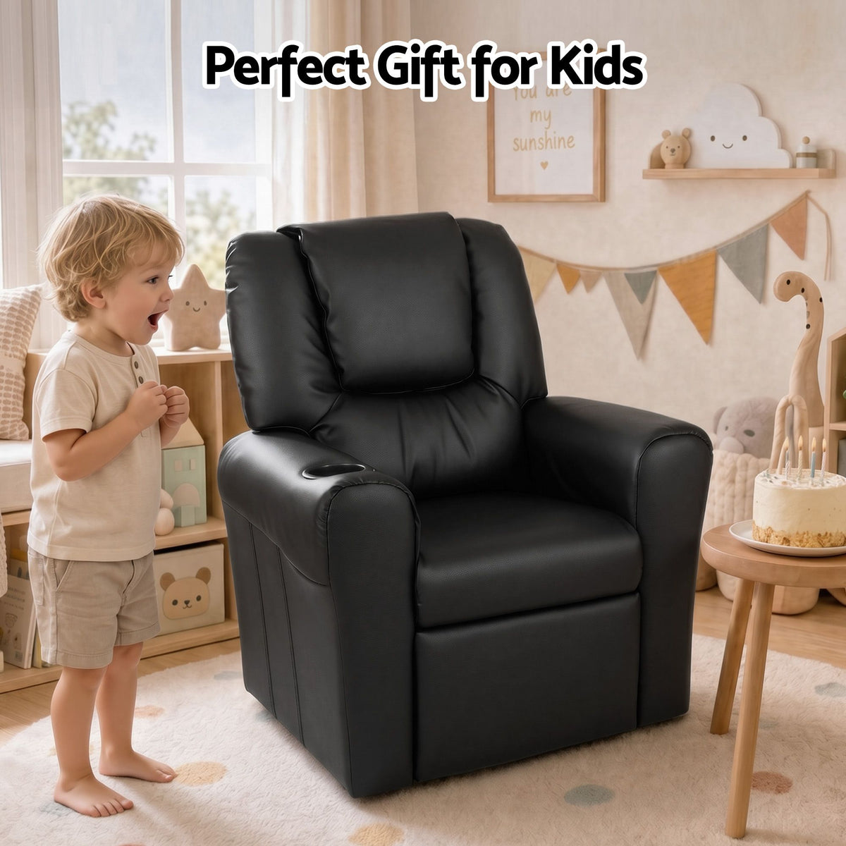 Keezi Kids Recliner Chair PU Leather Sofa Lounge Couch Children Armchair-Recliner Chairs-PEROZ Accessories