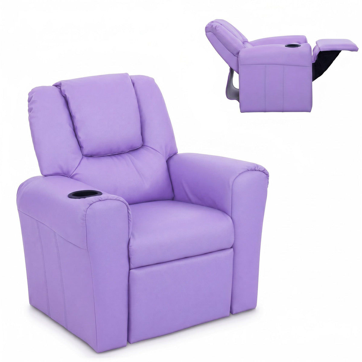 Keezi Kids Recliner Chair PU Leather Sofa Lounge Couch Children Armchair Purple-Recliner Chairs-PEROZ Accessories