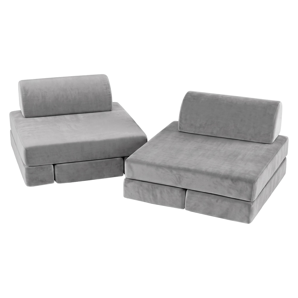 Keezi 12PCS Modular Kids Sofa Play Couch Foam Set with Removable Washable Cover Grey Playroom-Baby & Kids > Kid&