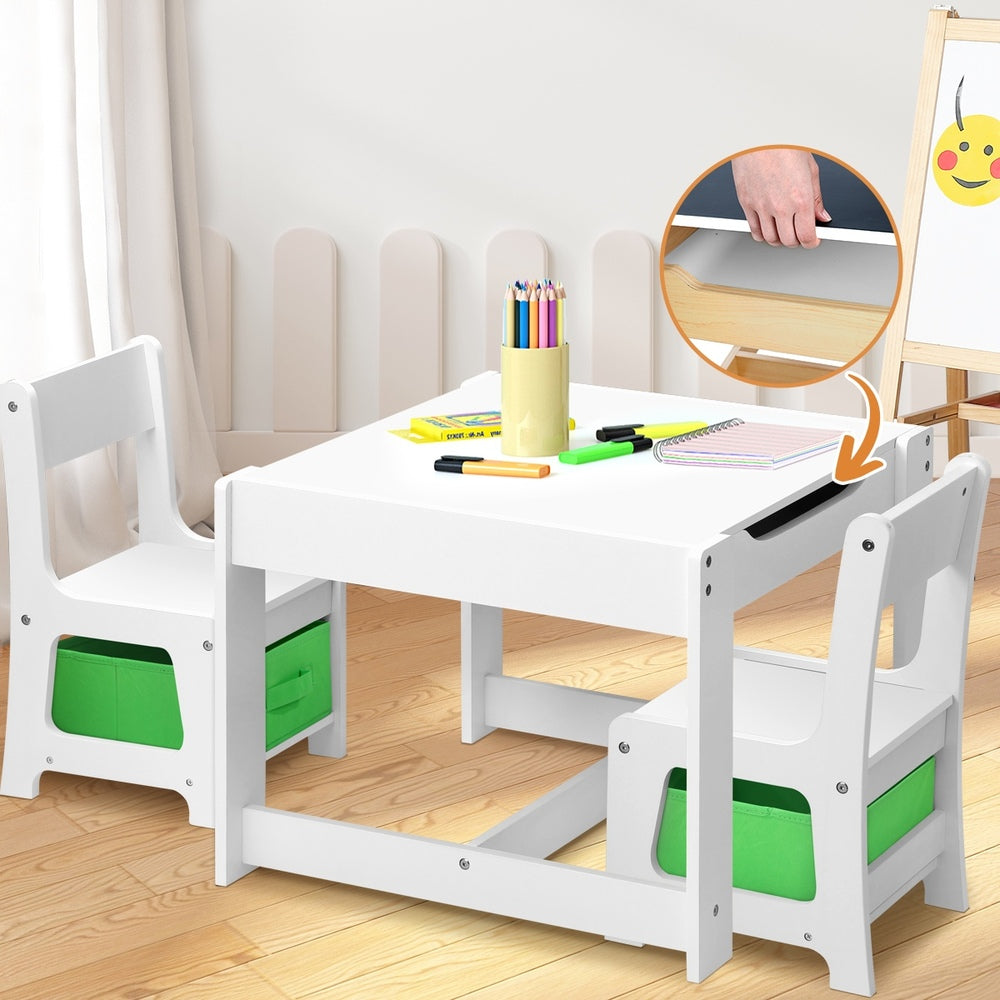 Oikiture Kids Table and Chair Set with Storage Box Wooden-Kid Table Set-PEROZ Accessories