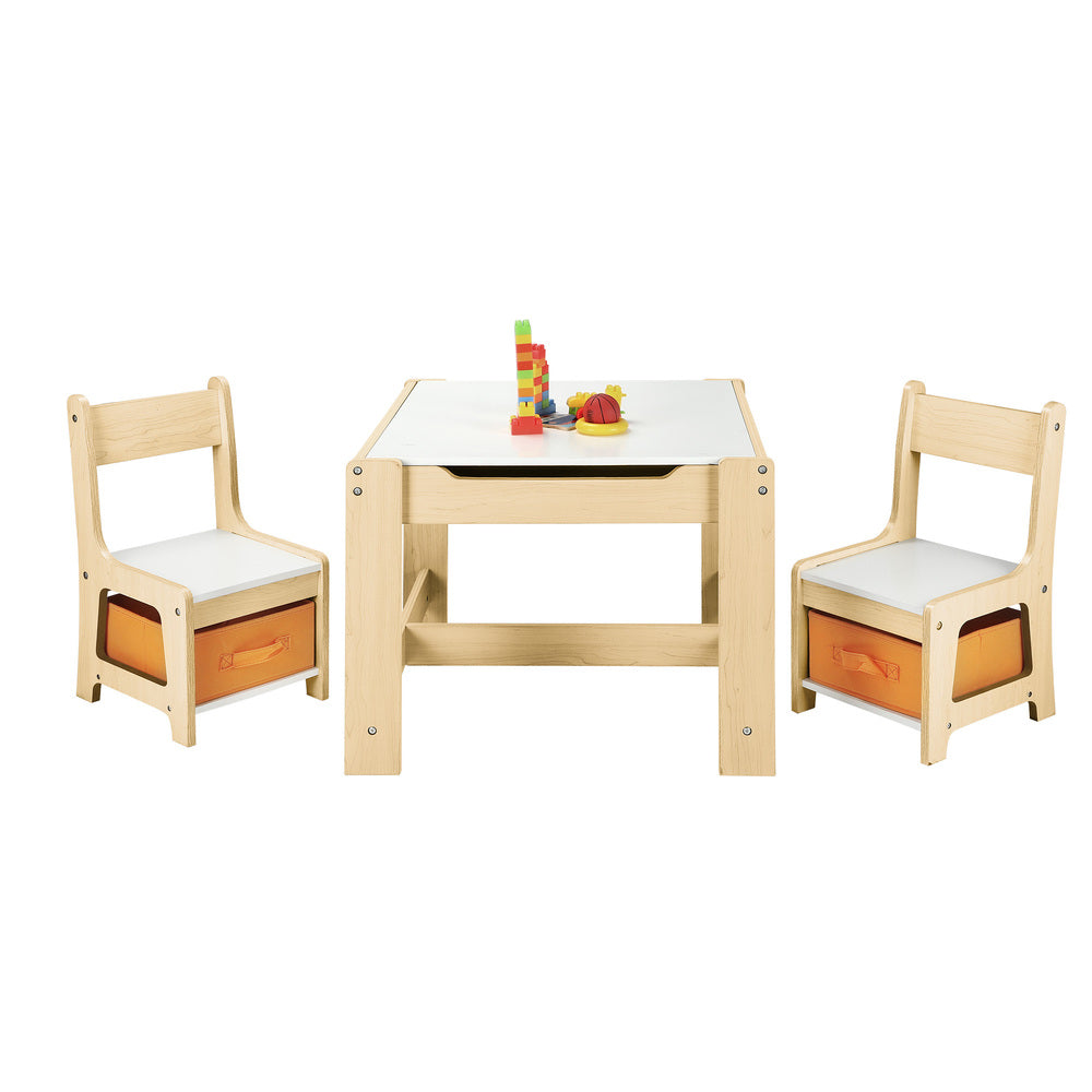Oikiture Kids Table and Chairs Set Activity Play Study Desk Toys Storage Box-Kid Table Sets-PEROZ Accessories