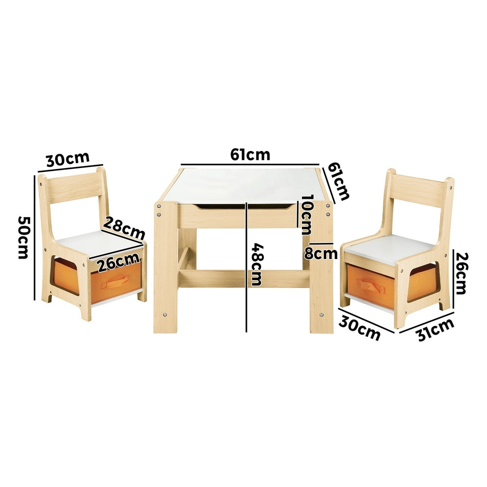 Oikiture Kids Table and Chairs Set Activity Play Study Desk Toys Storage Box-Kid Table Sets-PEROZ Accessories
