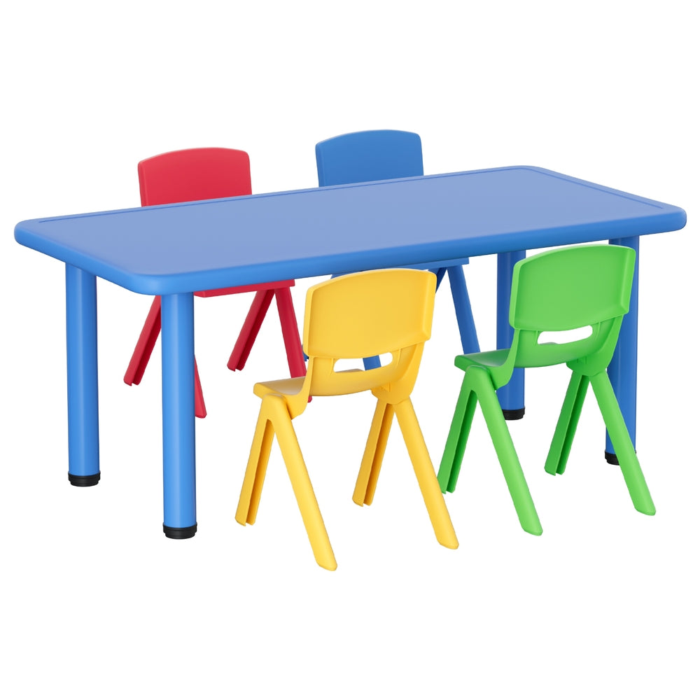 Keezi 5PCS Kids Table and Chairs Set Children Study Desk Furniture Plastic 4 Chairs-Baby & Kids > Kid&