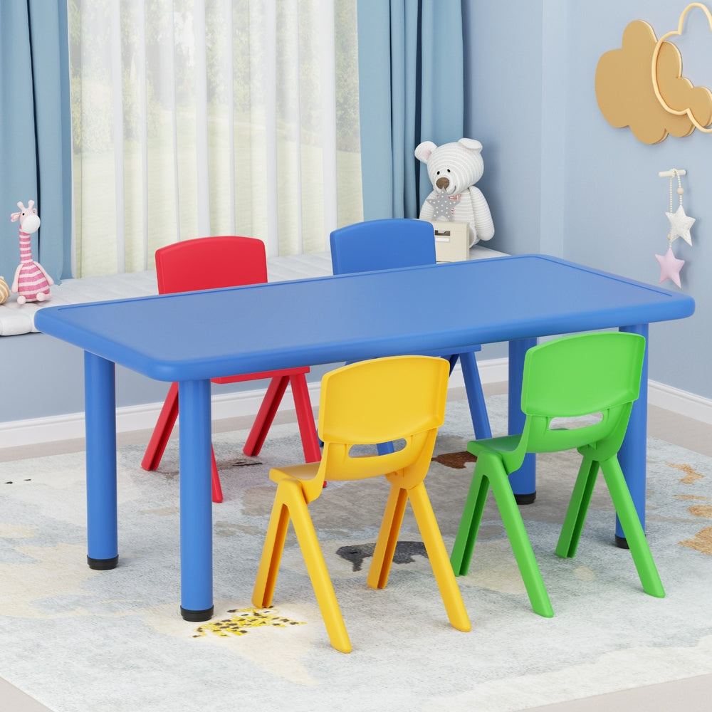 Keezi 5PCS Kids Table and Chairs Set Children Study Desk Furniture Plastic 4 Chairs-Baby & Kids > Kid&
