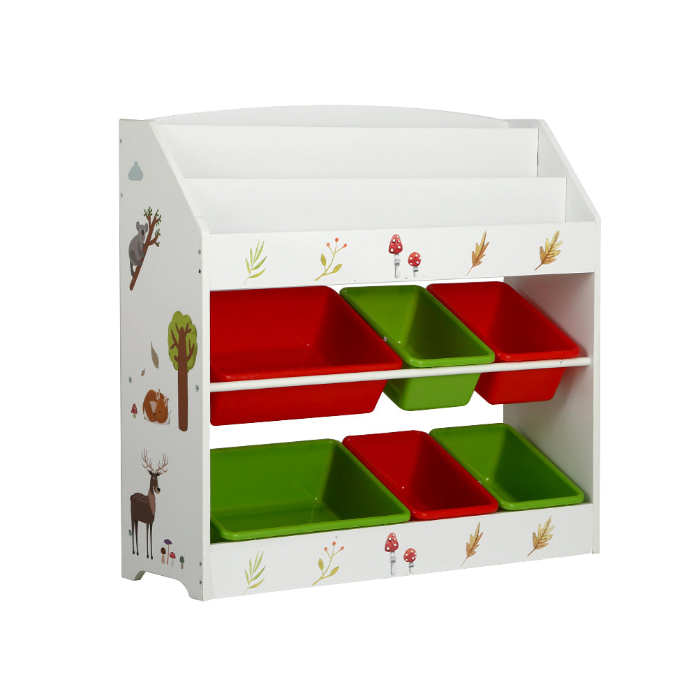 Keezi 3 Tiers Kids Bookshelf Storage Children Bookcase Toy Box Organiser Rack 6 Bins-Baby & Kids > Kid&