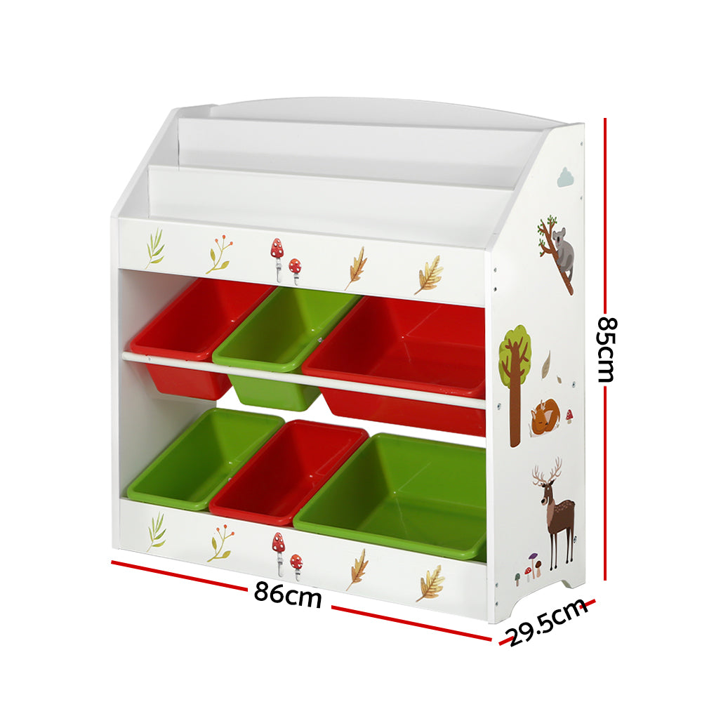 Keezi 3 Tiers Kids Bookshelf Storage Children Bookcase Toy Box Organiser Rack 6 Bins-Baby & Kids > Kid&