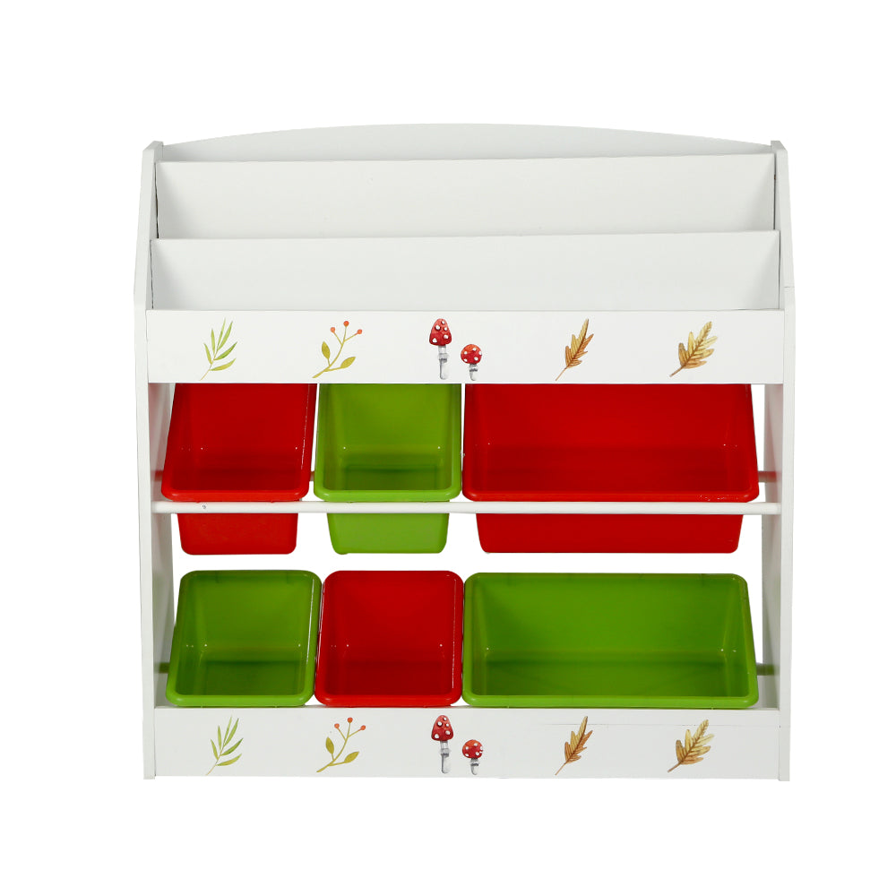 Keezi 3 Tiers Kids Bookshelf Storage Children Bookcase Toy Box Organiser Rack 6 Bins-Baby & Kids > Kid&