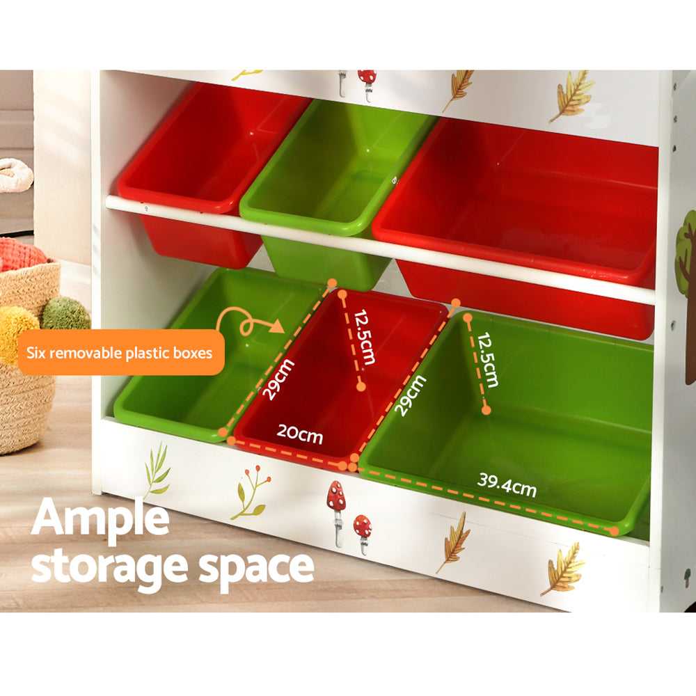 Keezi 3 Tiers Kids Bookshelf Storage Children Bookcase Toy Box Organiser Rack 6 Bins-Baby & Kids > Kid&