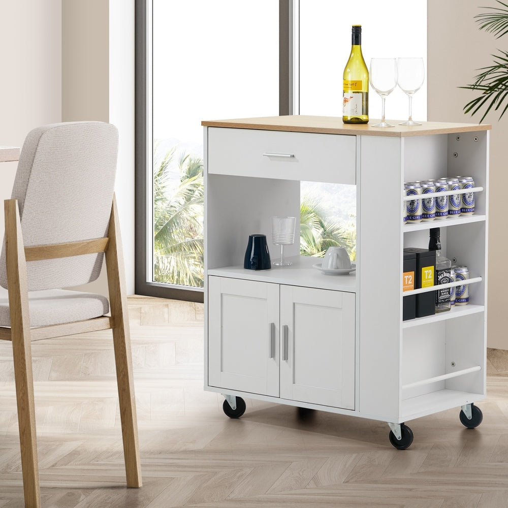 Oikiture Kitchen Island Trolley Rolling Serving Cart-Kitchen Trolley-PEROZ Accessories