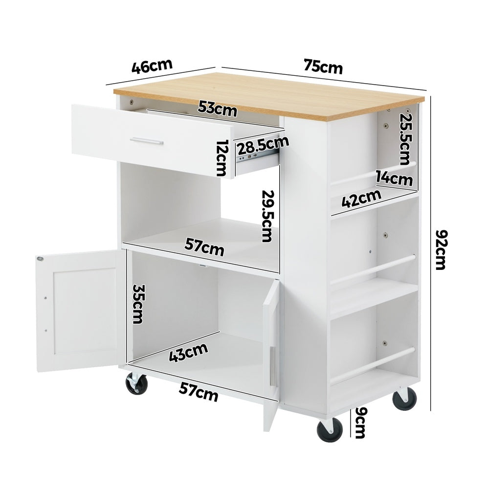 Oikiture Kitchen Island Trolley Rolling Serving Cart-Kitchen Trolley-PEROZ Accessories