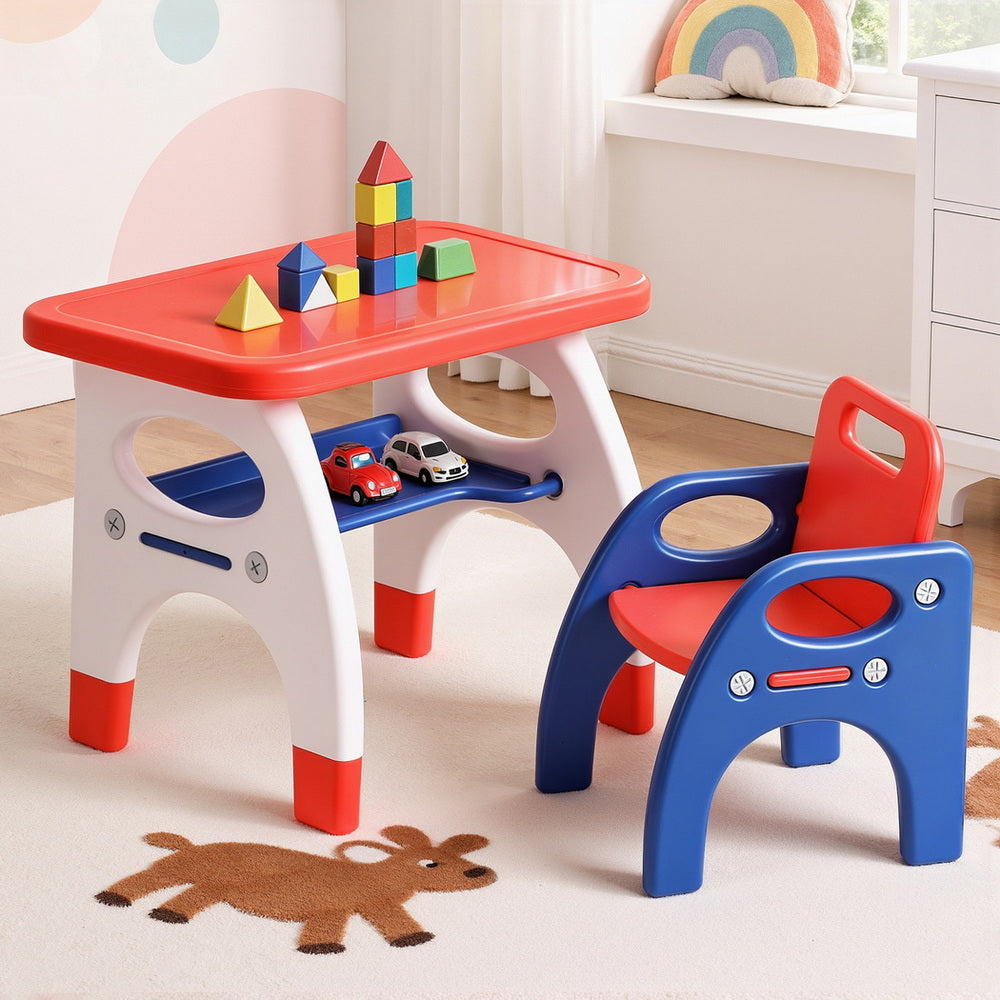 Keezi Kids Table and Chair Set HDPE Toddler Activity Play Set Orange/Yellow-Baby & Kids > Kid&