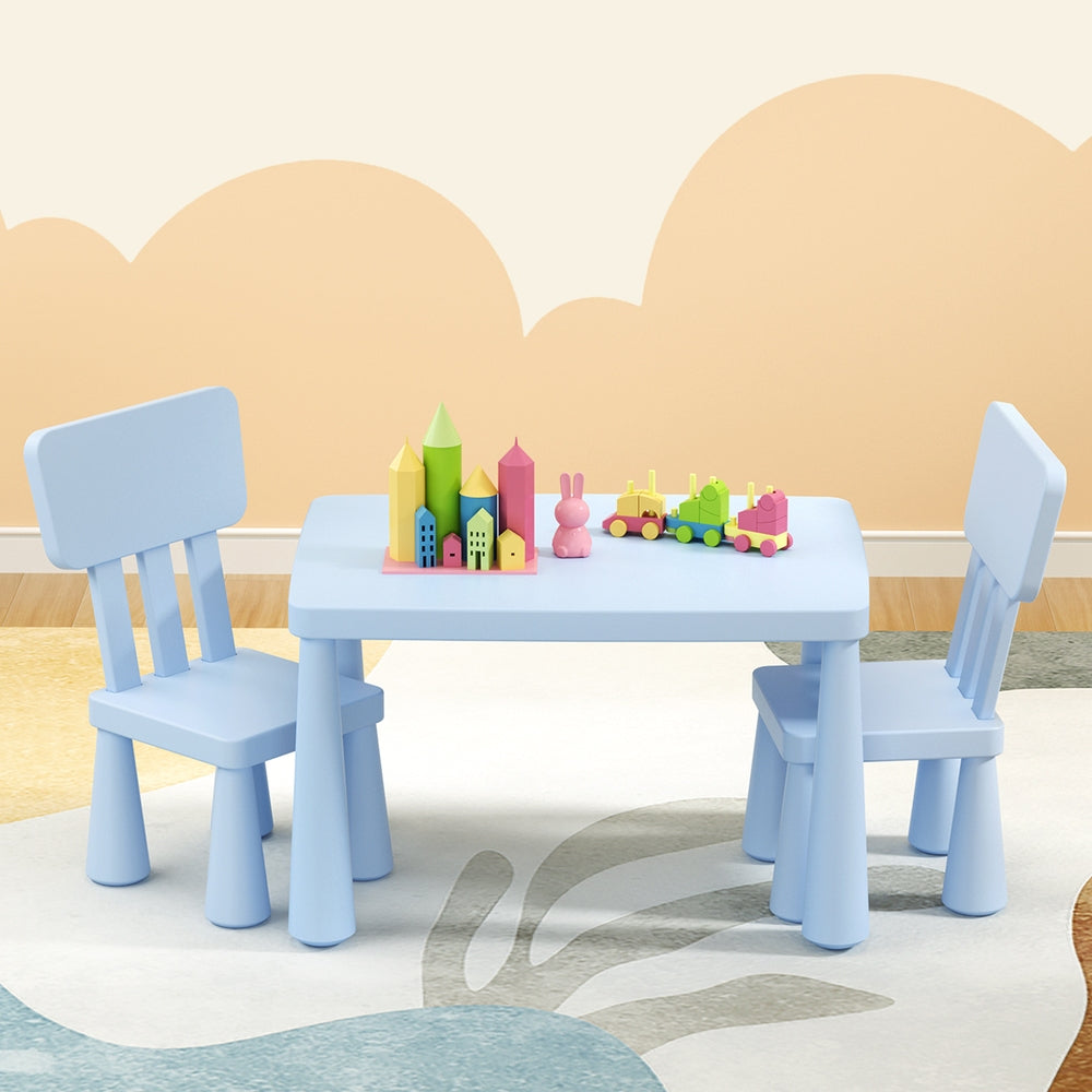 1 Keezi Kids Table and 2 Chairs Set Blue-Baby & Kids > Kid&