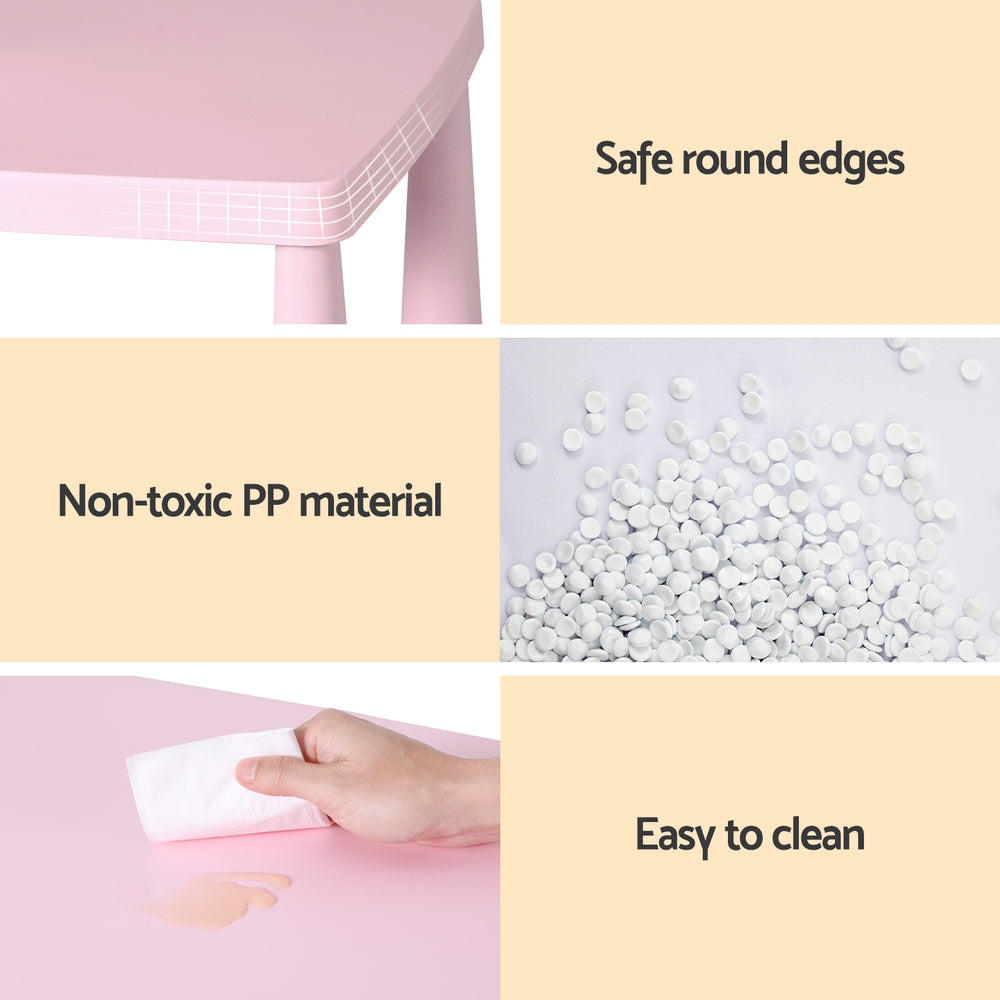 1 Keezi Kids Table and 2 Chairs Set Pink-Baby & Kids > Kid&