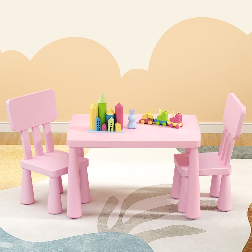 1 Keezi Kids Table and 2 Chairs Set Pink-Baby & Kids > Kid&