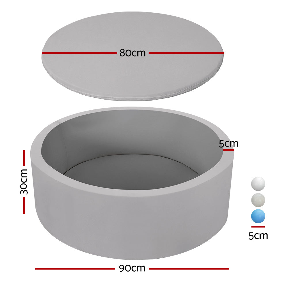 Keezi Kids Ball Pit 90x30cm Ocean Foam Play Pool Barrier Toys Children Grey-Baby & Kids > Gates & Playpens > Ball Pits & Play Pens-PEROZ Accessories