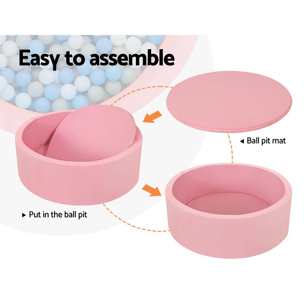 Keezi Kids Ball Pit 90x30cm Ocean Foam Play Pool Barrier Toys Children Pink-Baby & Kids > Gates & Playpens > Ball Pits & Play Pens-PEROZ Accessories