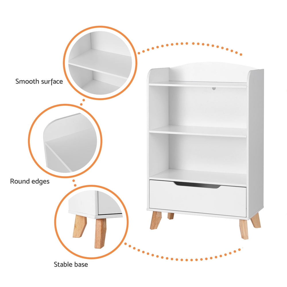 Keezi Kids Bookshelf 3 Tiers Storage Children Bookcase Toys Organiser Drawer-Baby & Kids > Kid&
