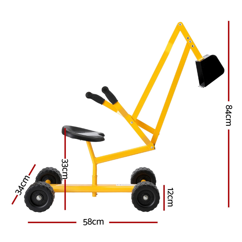 Keezi Kids Ride On Car Digger Bulldozer Sandpit Play Toys Rotate Seat Yellow-Baby & Kids > Baby & Kid&