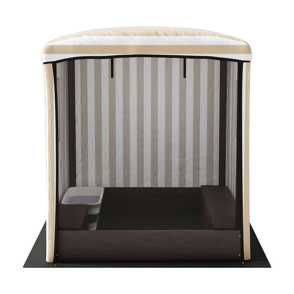 Keezi Kids Sandpit Wooden Sandbox Sand Pit with Canopy Window Water Basin 120cm-Baby & Kids > Baby & Kid&