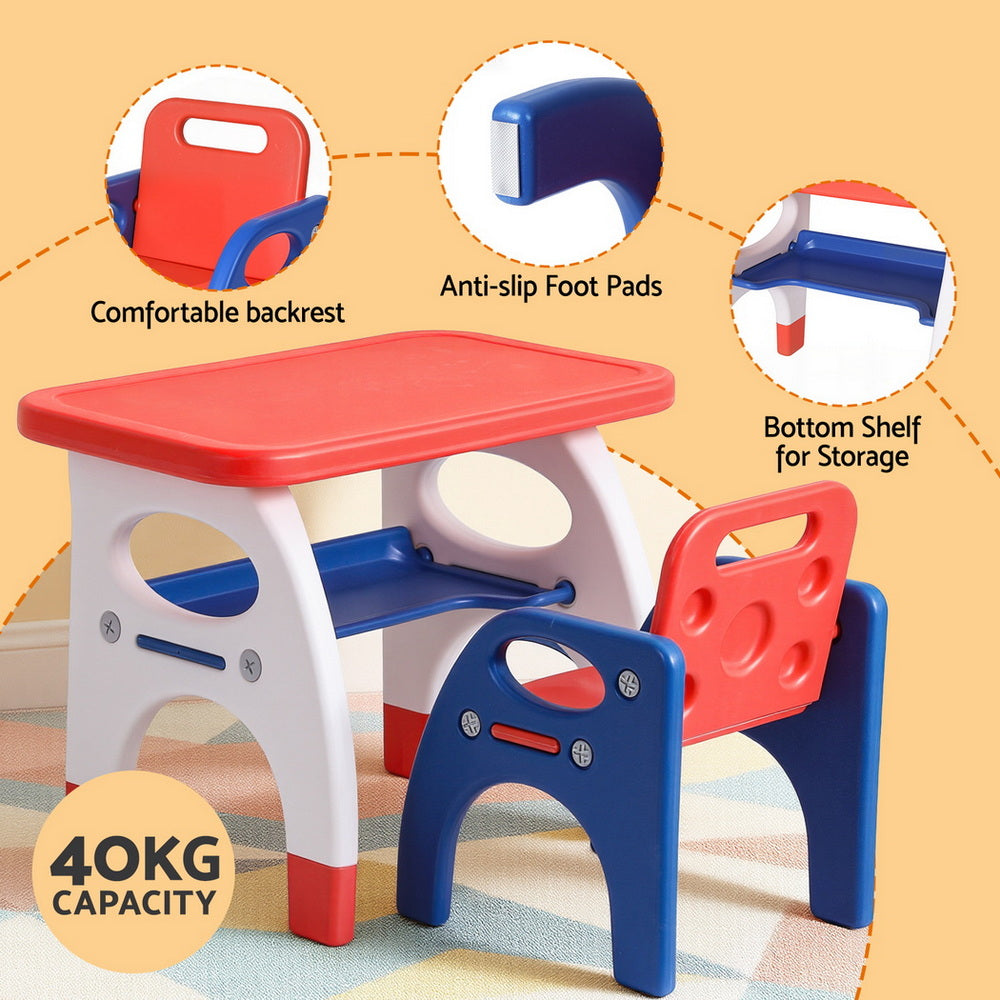 Keezi Kids Table and Chair Set HDPE Toddler Activity Play Set Orange/Yellow-Baby & Kids > Kid&