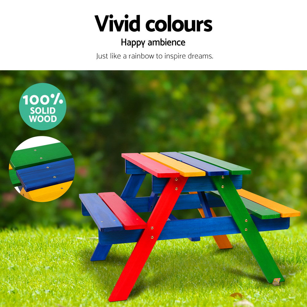 Keezi Kids Wooden Picnic Table Set with Umbrella-Baby & Kids > Baby & Kid&