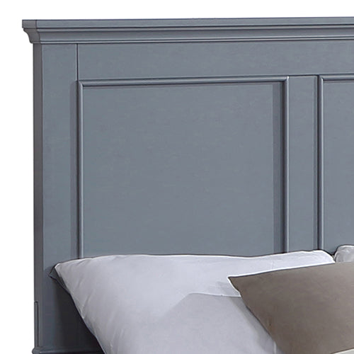 King Bed Frame in Solid Wood with Slats Support in Grey colour-Furniture > Bedroom > Beds & Bed Frames-PEROZ Accessories