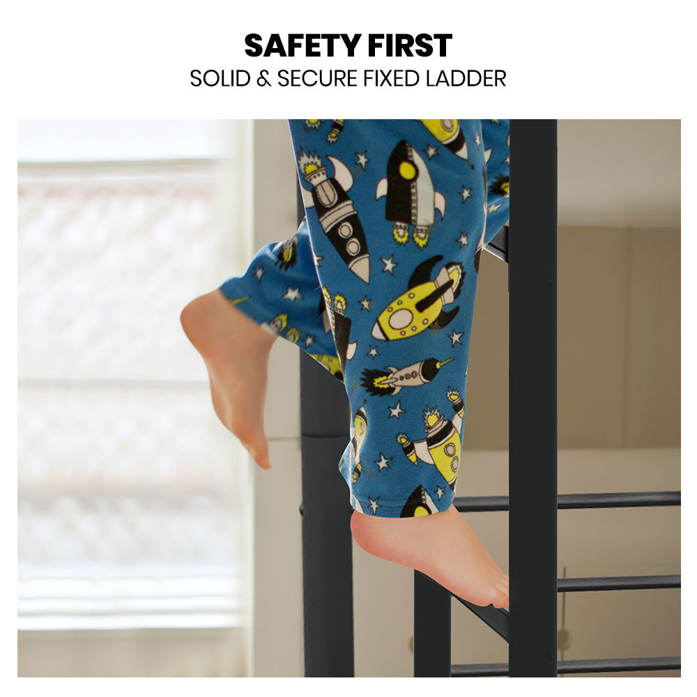 Kingston Slumber Metal Single over Double Bunk Bed Frame, Dark Matte Grey-Furniture > Bedroom > Beds & Bed Frames-PEROZ Accessories