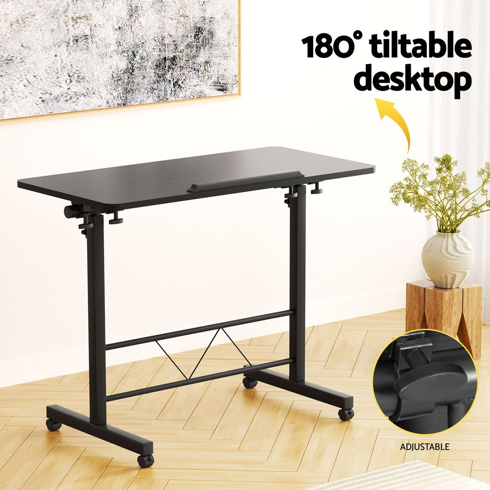 Artiss Laptop Desk Table Height Adjustable Wooden Bed Side Tables 80CM Black-Furniture > Office-PEROZ Accessories