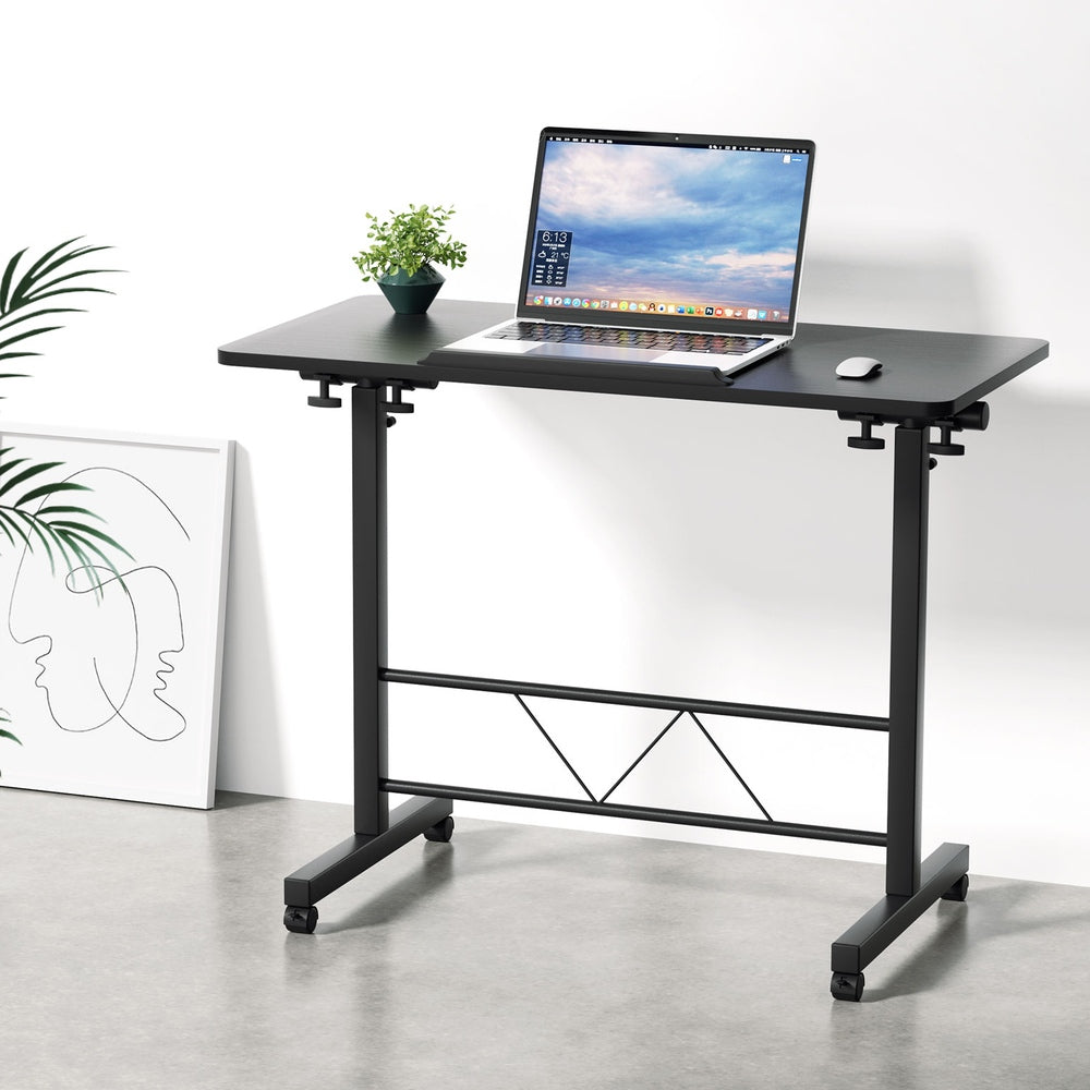 Artiss Laptop Desk Table Height Adjustable Wooden Bed Side Tables 80CM Black-Furniture > Office-PEROZ Accessories