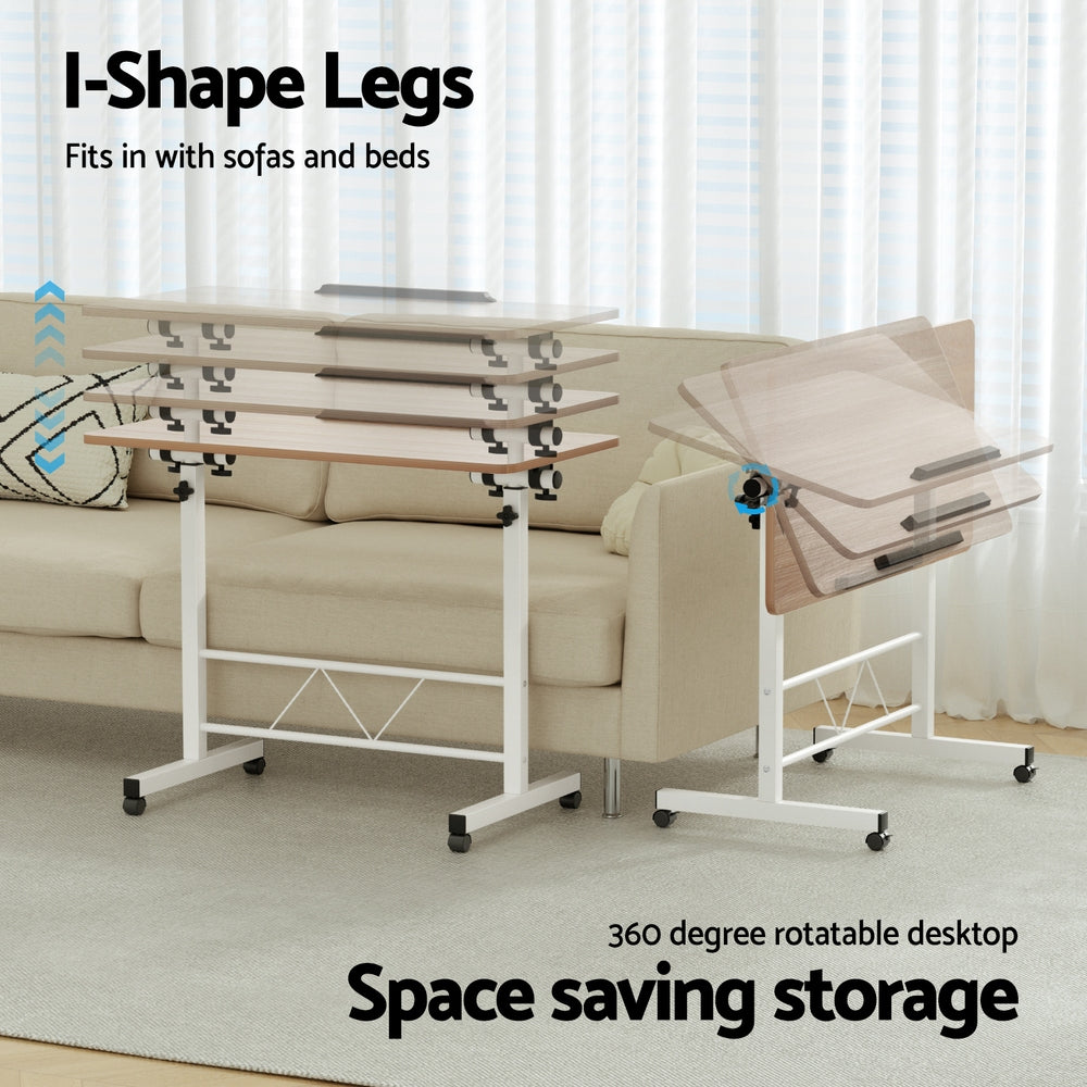 Artiss Laptop Desk Table Adjustable 80CM Light Wood-Furniture > Office-PEROZ Accessories