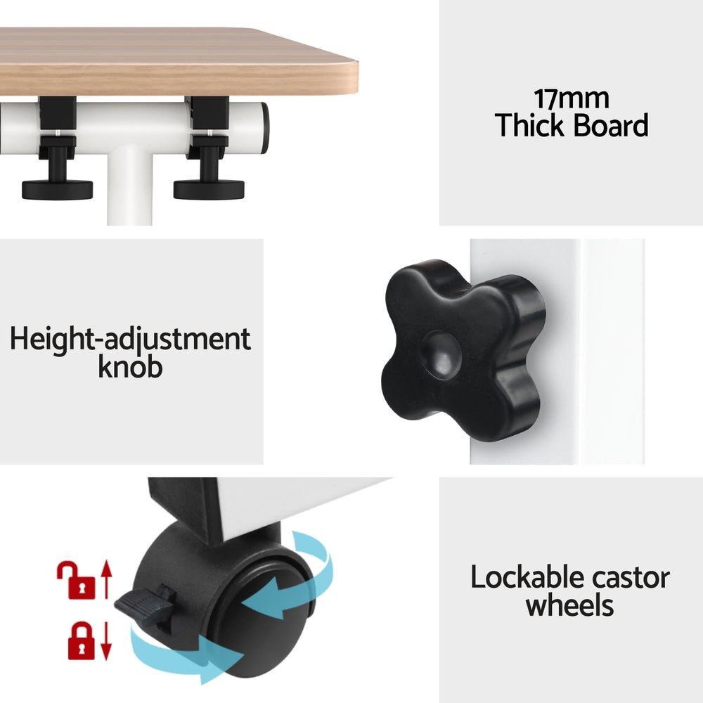 Artiss Laptop Desk Table Adjustable 80CM Light Wood-Furniture > Office-PEROZ Accessories