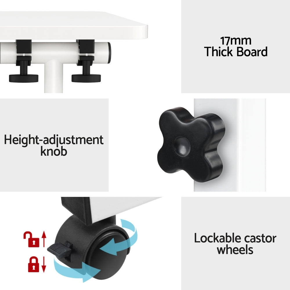 Artiss Laptop Desk Table Adjustable 80CM White-Office Desks-PEROZ Accessories