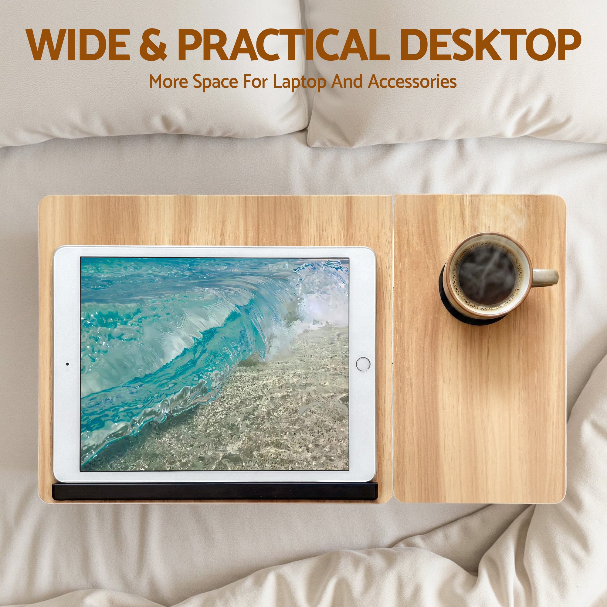Artiss Laptop Desk Bed Table Foldable Portable Desktop Oak-Electronics > Computers & Tablets > Desktops & Accessories-PEROZ Accessories